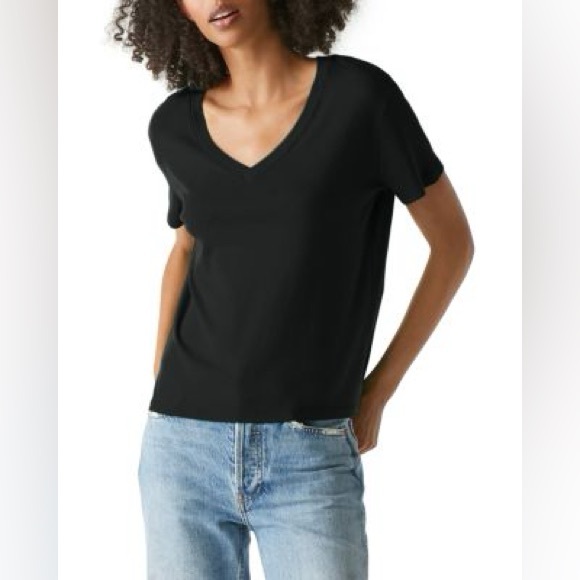 Dylan Black Deep V Neck Tee - Picture 1 of 3